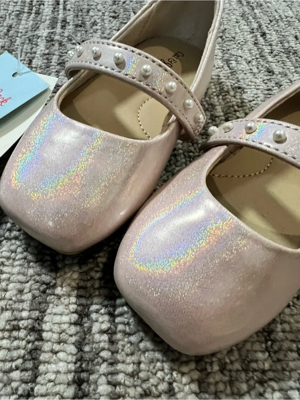 Cat & Jack Pink Pearl-Trim Mary Jane Dress Shoes Size 6